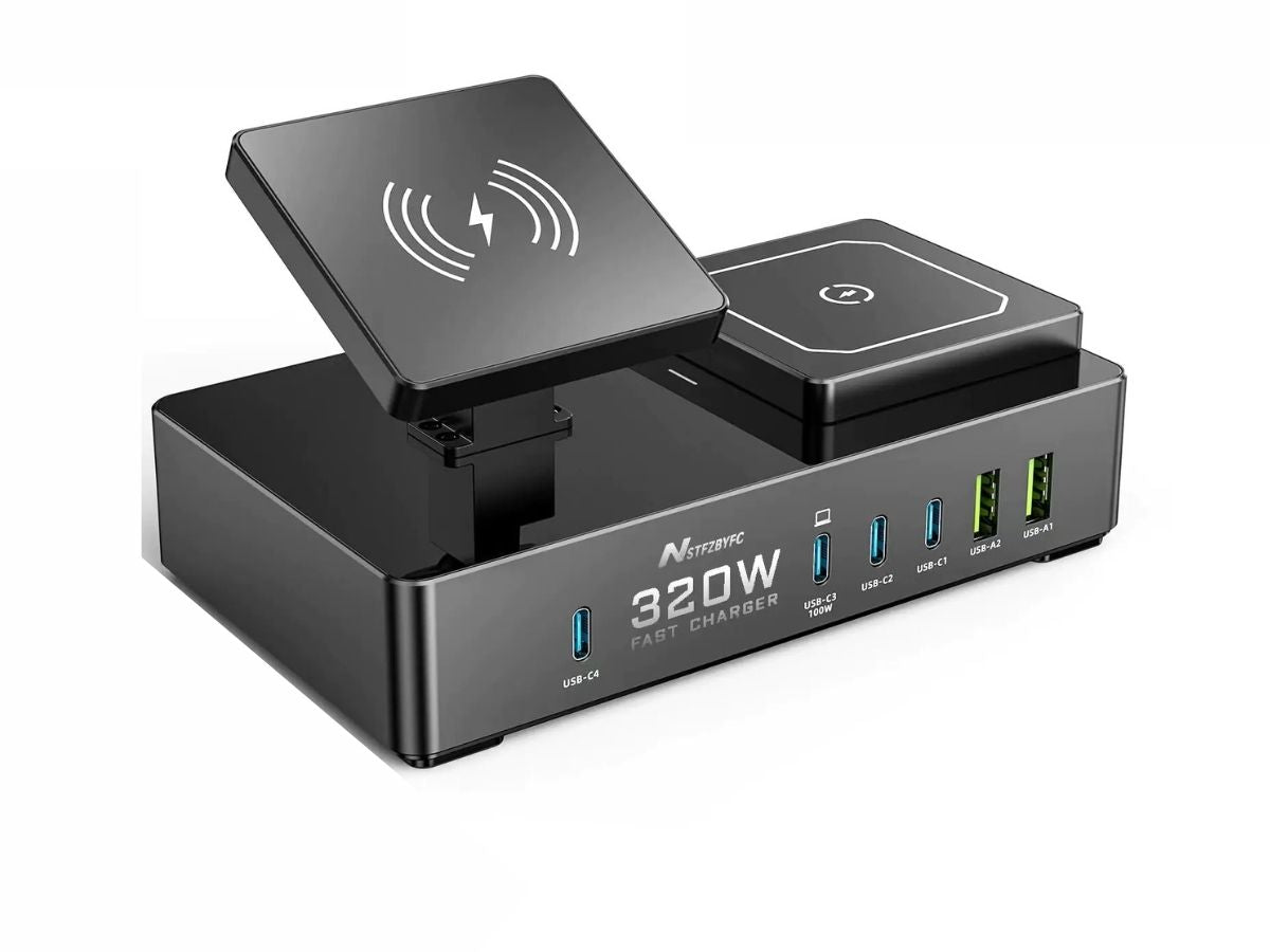 Wireless Charger 8 in 1 320W USB C Charging Station Magnetic Travel Wireless Charging Station Multiple Devices USB C Charger Block Compatible for iPhone16/15/14/13/12/Pro/Max AirPods 4/3/2/Pro